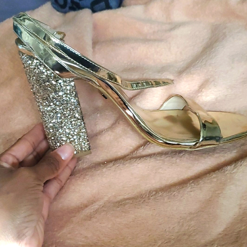 Bebe gold chunky heel